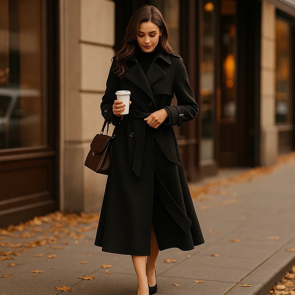 Płaszcz Trench Coat - Podwójne Zapięcie - Klasyczny Styl - vivano - warszawa