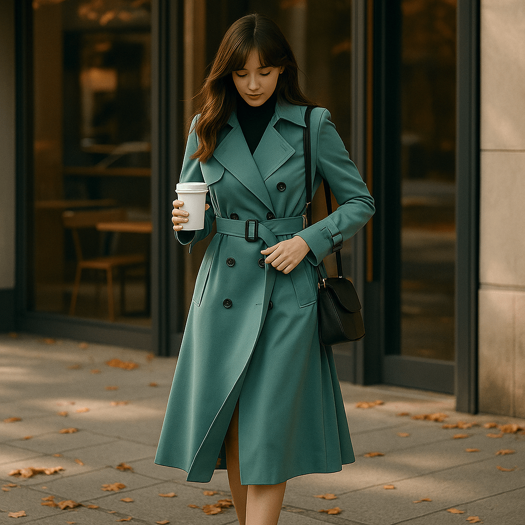 Płaszcz Trench Coat - Podwójne Zapięcie - Klasyczny Styl - vivano - warszawa