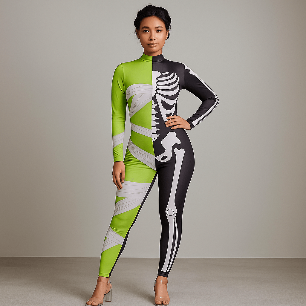 Pół Mumia - Pół Szkielet - Przerażający Kostium Halloween - vivano - warszawa