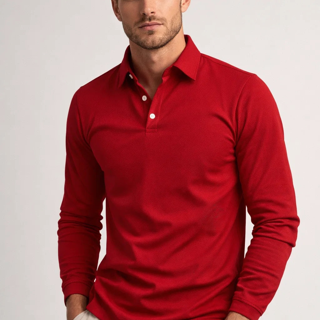 Polo Męskie Długi Rękaw | Casual Slim Fit | Klasyczny Kołnierz