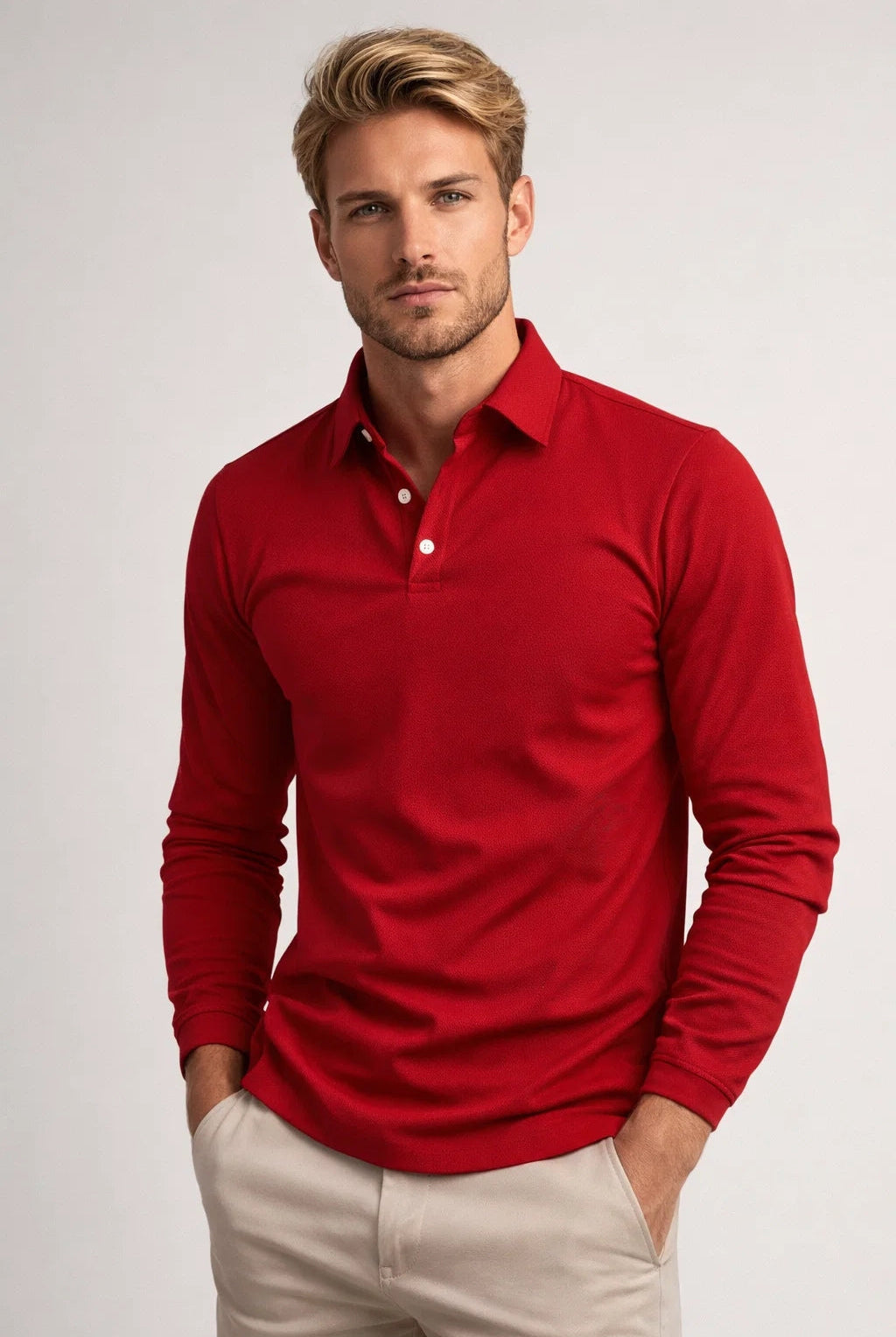 Polo Męskie Długi Rękaw | Casual Slim Fit | Klasyczny Kołnierz
