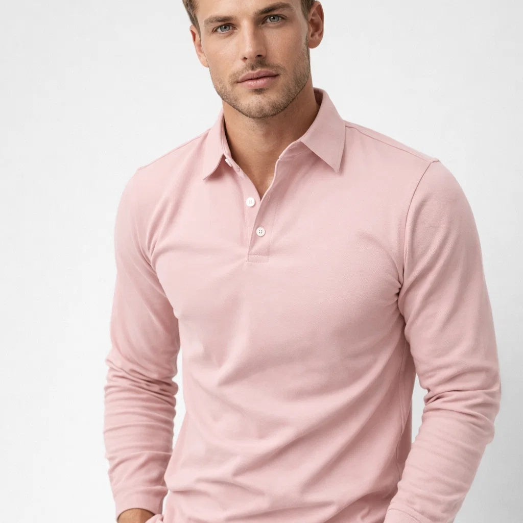 Polo Męskie Długi Rękaw | Casual Slim Fit | Klasyczny Kołnierz