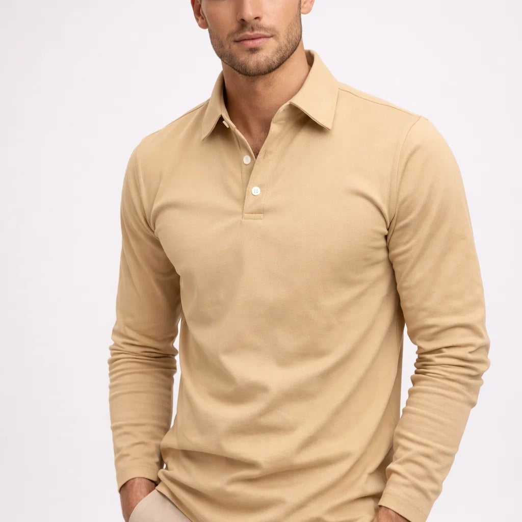 Polo Męskie Długi Rękaw | Casual Slim Fit | Klasyczny Kołnierz