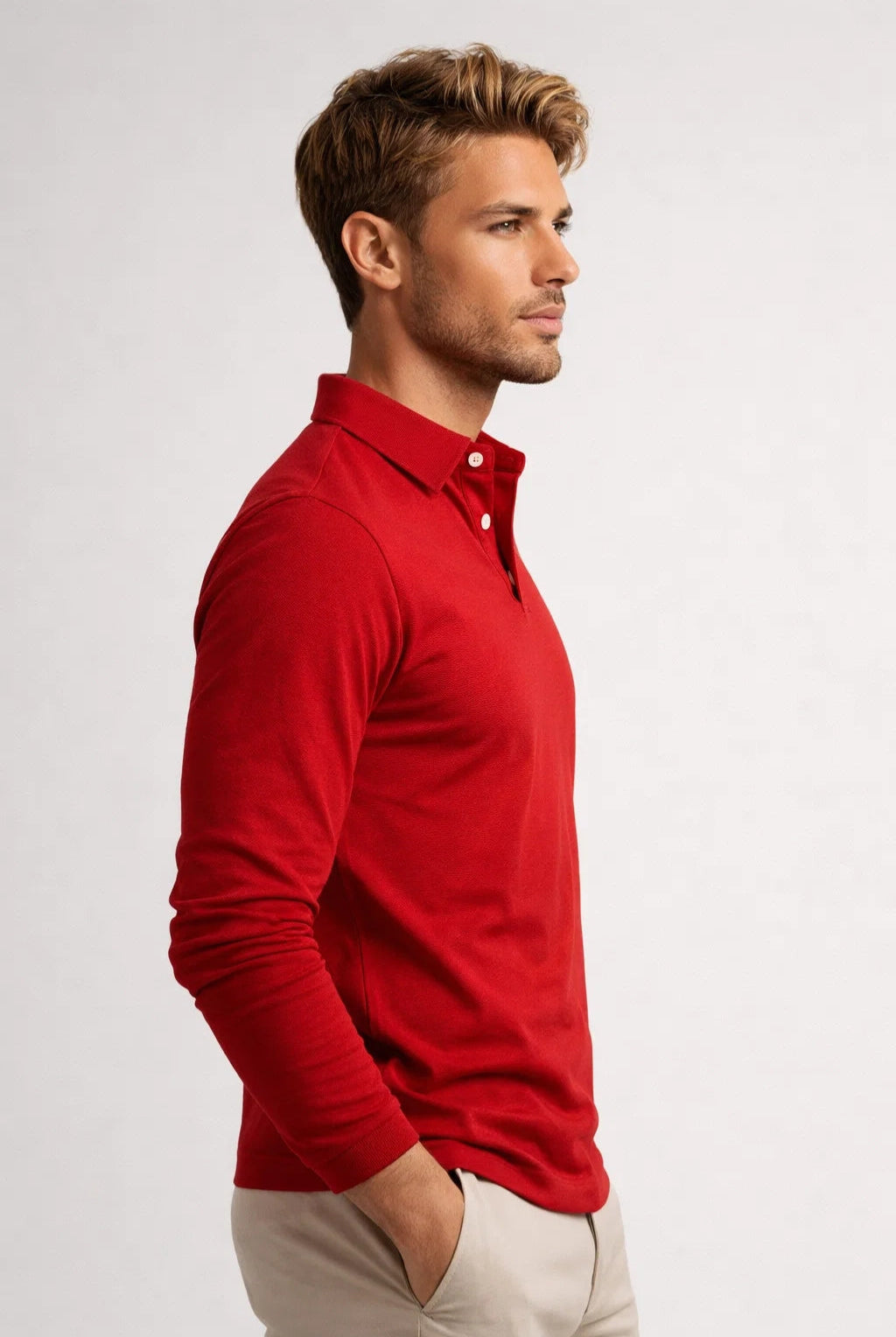 Polo Męskie Długi Rękaw | Casual Slim Fit | Klasyczny Kołnierz