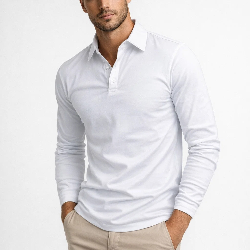 Polo Męskie Długi Rękaw | Casual Slim Fit | Klasyczny Kołnierz