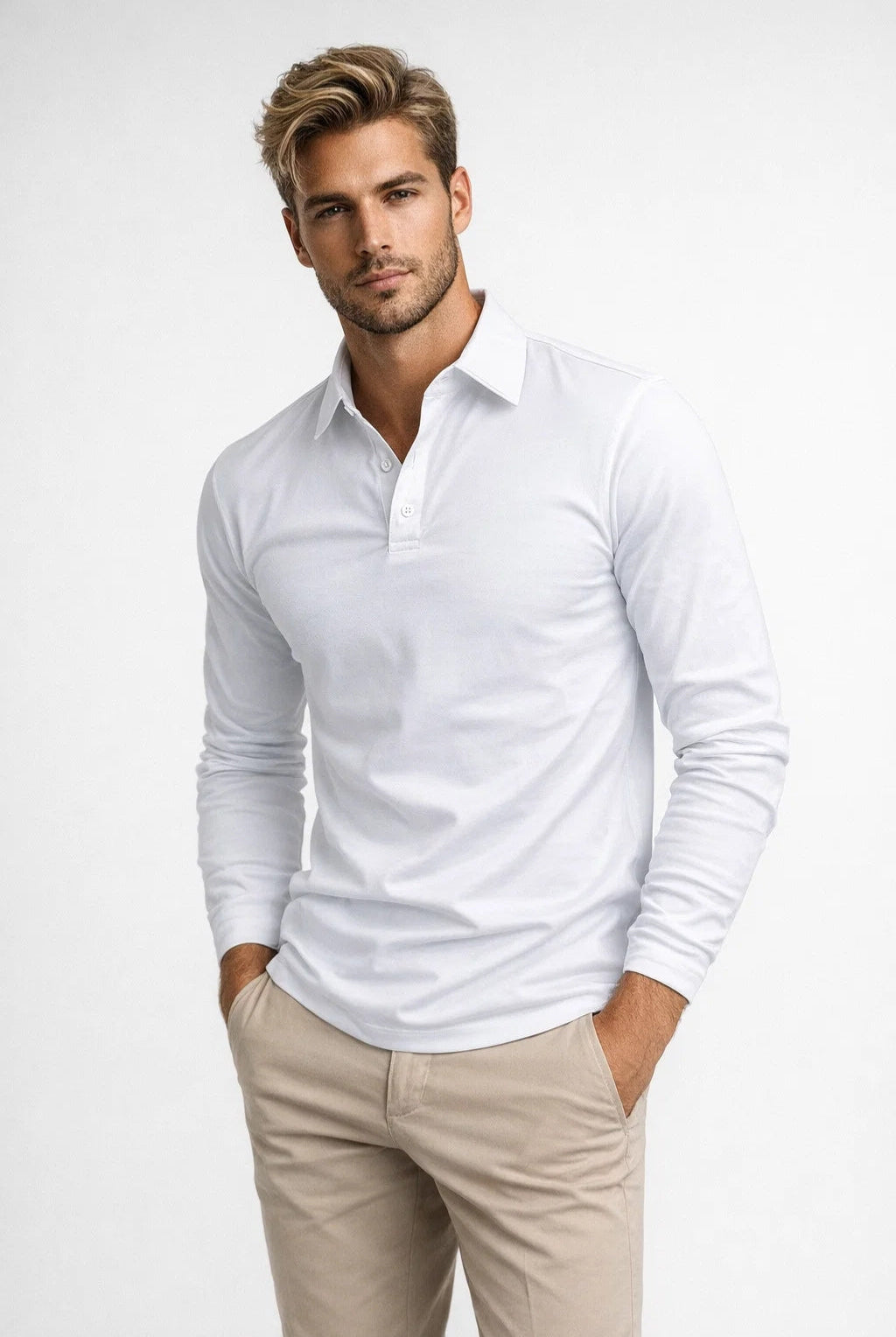 Polo Męskie Długi Rękaw | Casual Slim Fit | Klasyczny Kołnierz