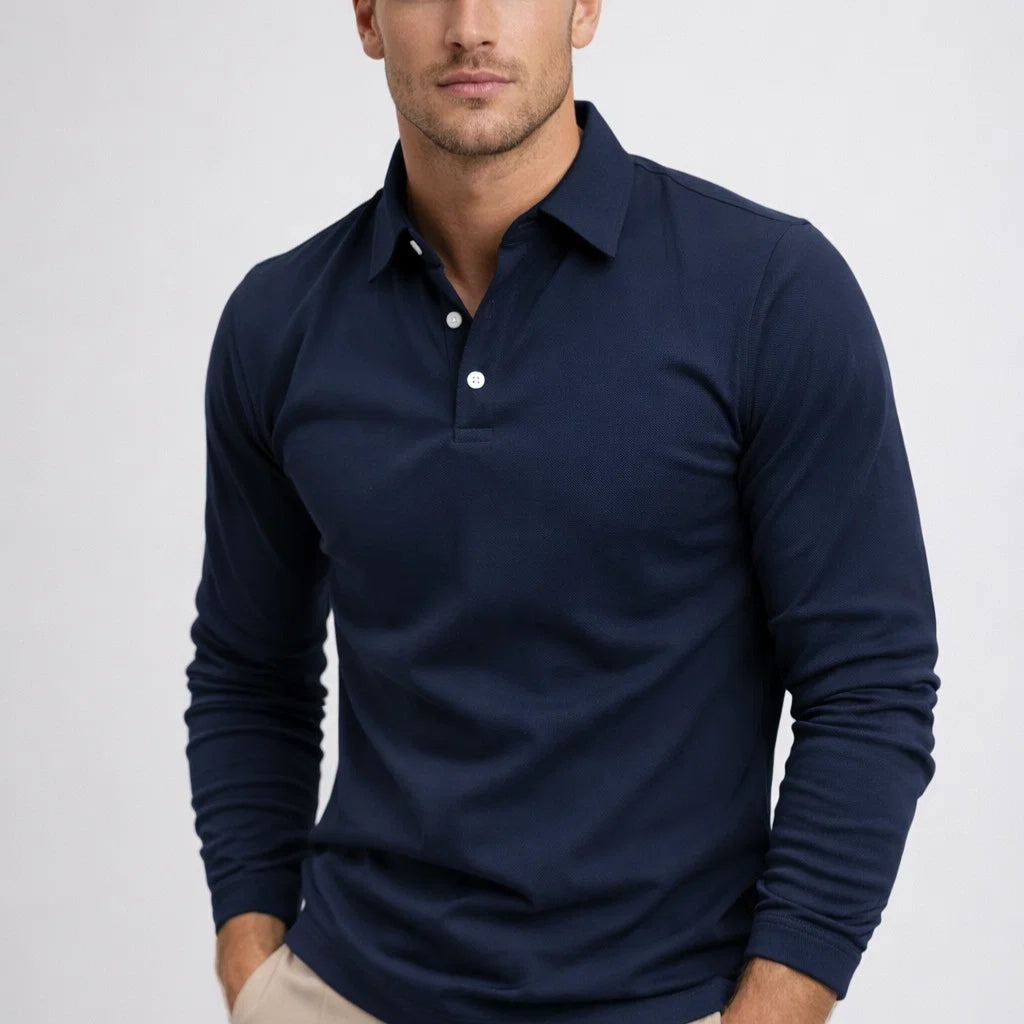 Polo Męskie Długi Rękaw | Casual Slim Fit | Klasyczny Kołnierz