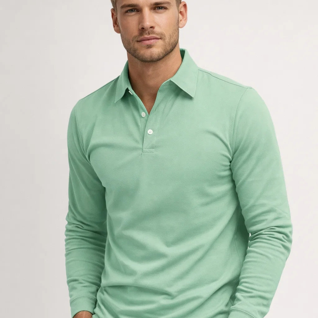 Polo Męskie Długi Rękaw | Casual Slim Fit | Klasyczny Kołnierz