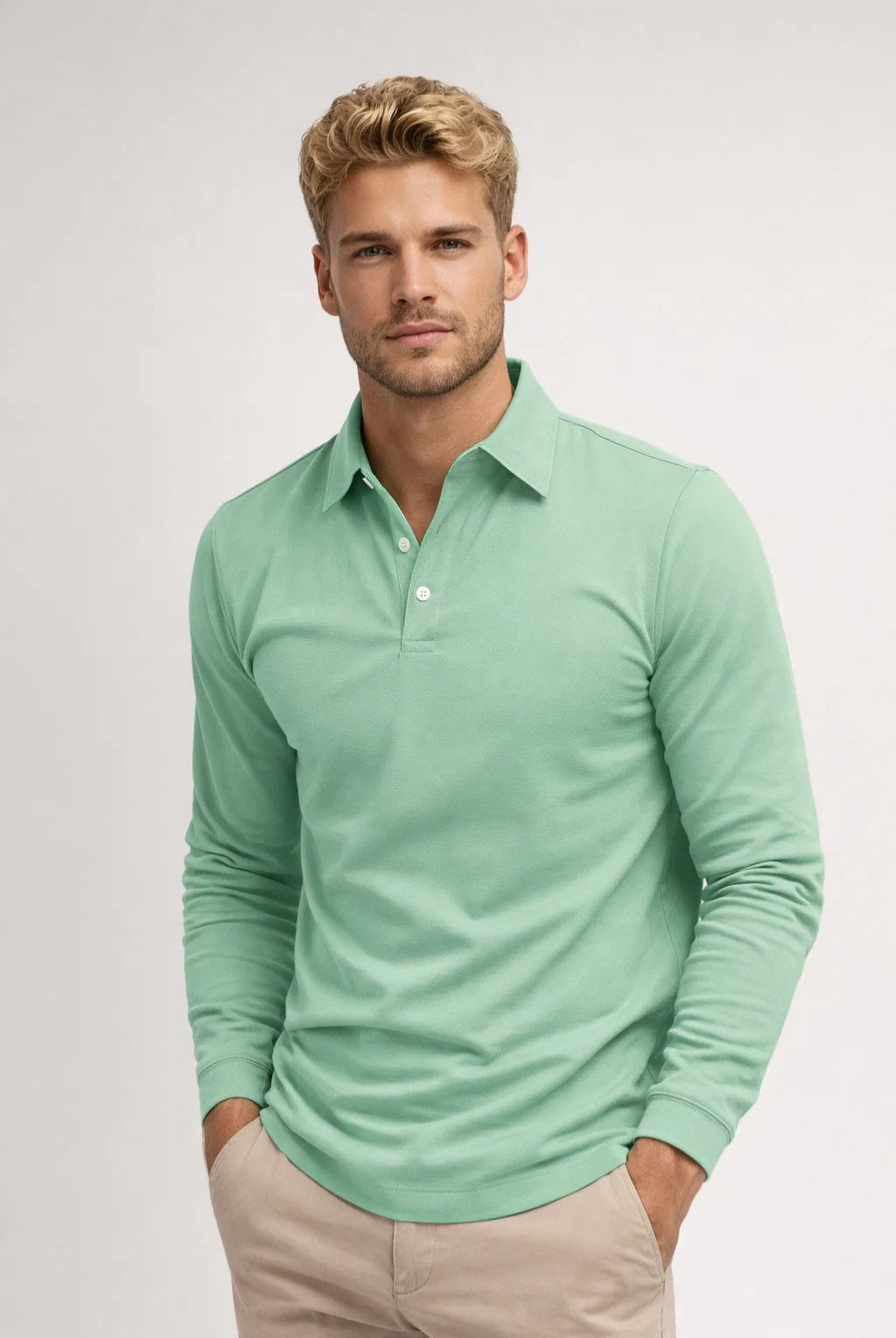 Polo Męskie Długi Rękaw | Casual Slim Fit | Klasyczny Kołnierz