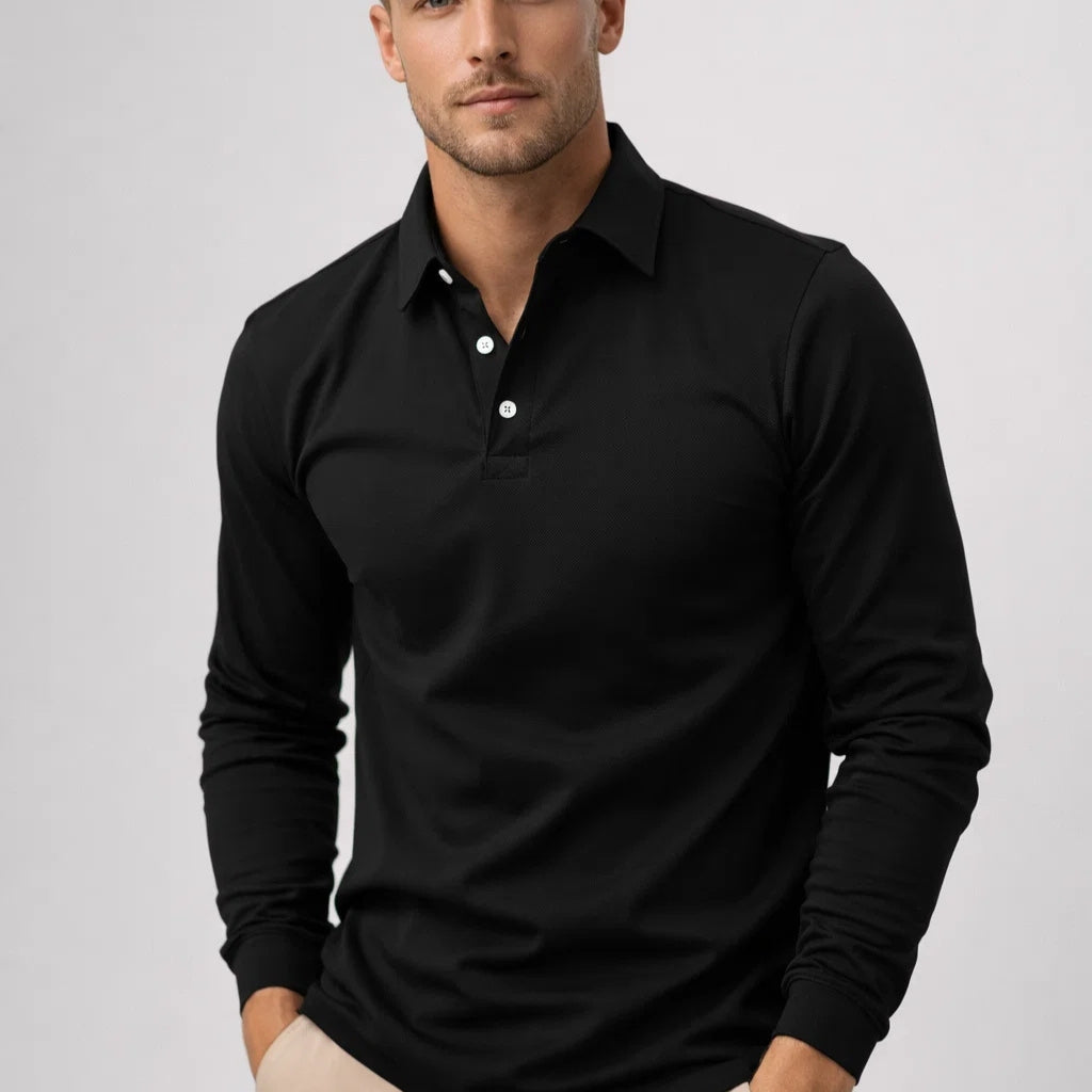 Polo Męskie Długi Rękaw | Casual Slim Fit | Klasyczny Kołnierz