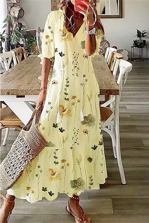 Sukienka letnia maxi | Bawełna, kwiecisty wzór, boho