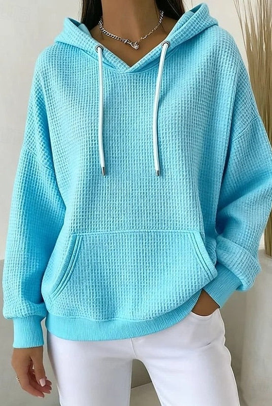Bluza z Kapturem | Teksturowana, Luźny Fason