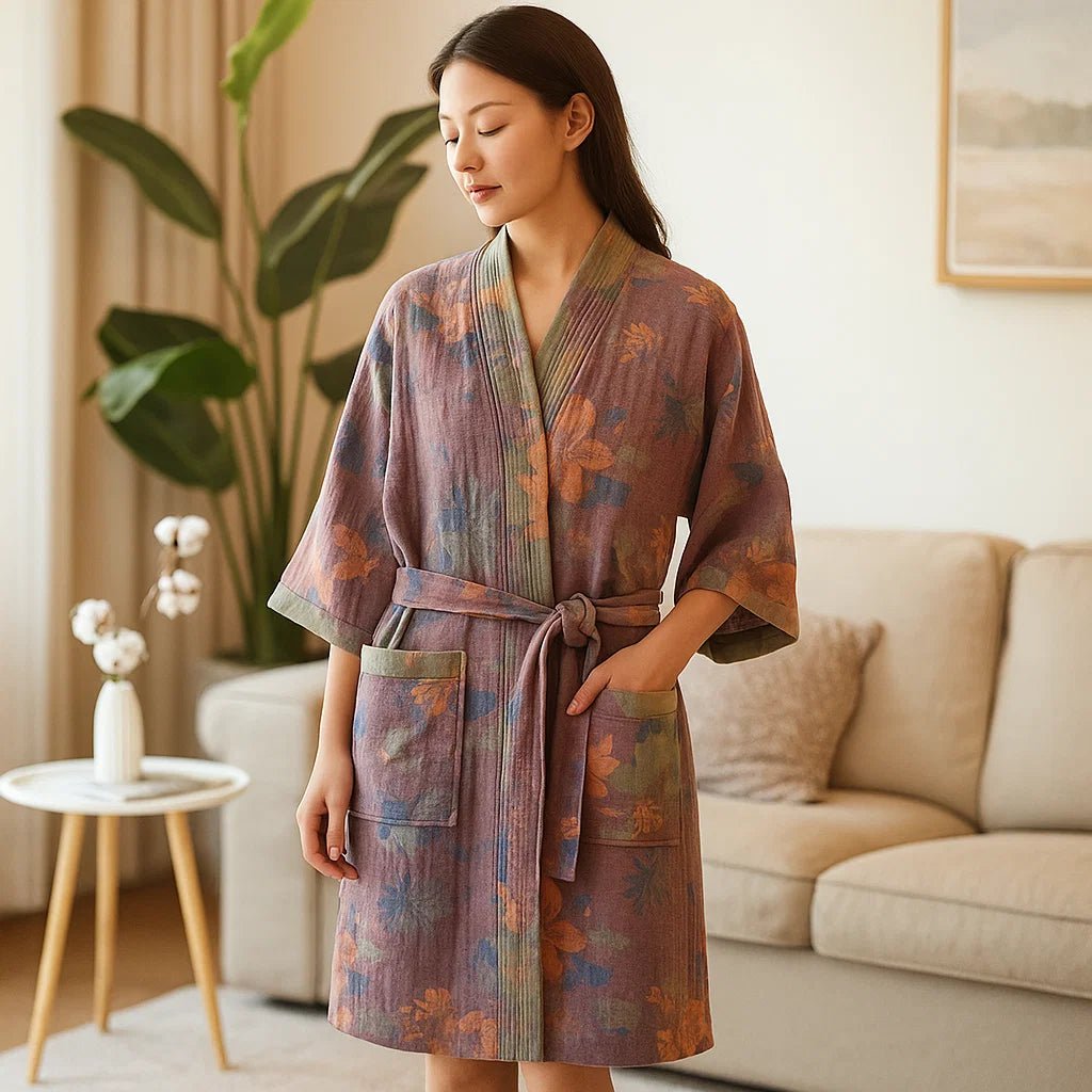 Rosewood Charm – Luksusowy Bawełniany Szlafrok z Ponadczasową Elegancją - vivano - warszawa