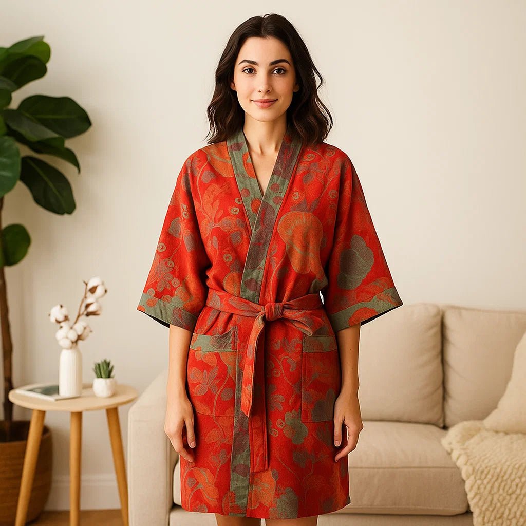 Rosewood Charm – Luksusowy Bawełniany Szlafrok z Ponadczasową Elegancją - vivano - warszawa