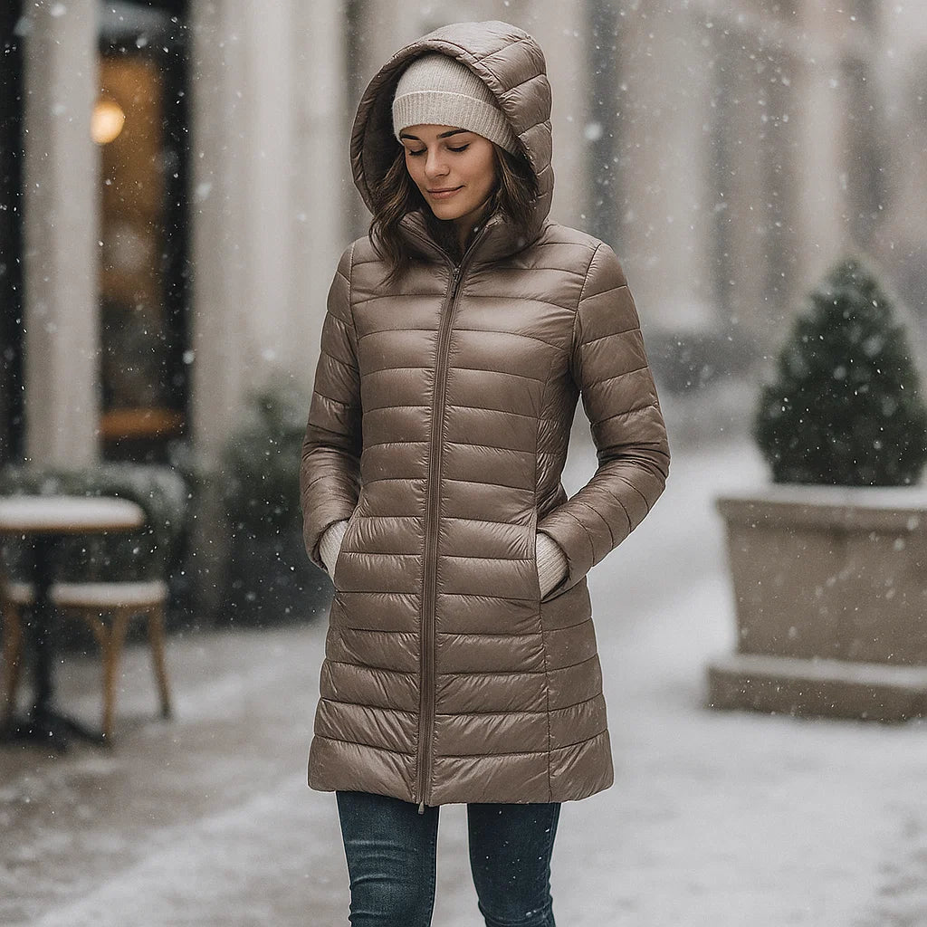 Sandra Lang – Długa Pikowana Kurtka Damska - vivano - warszawa