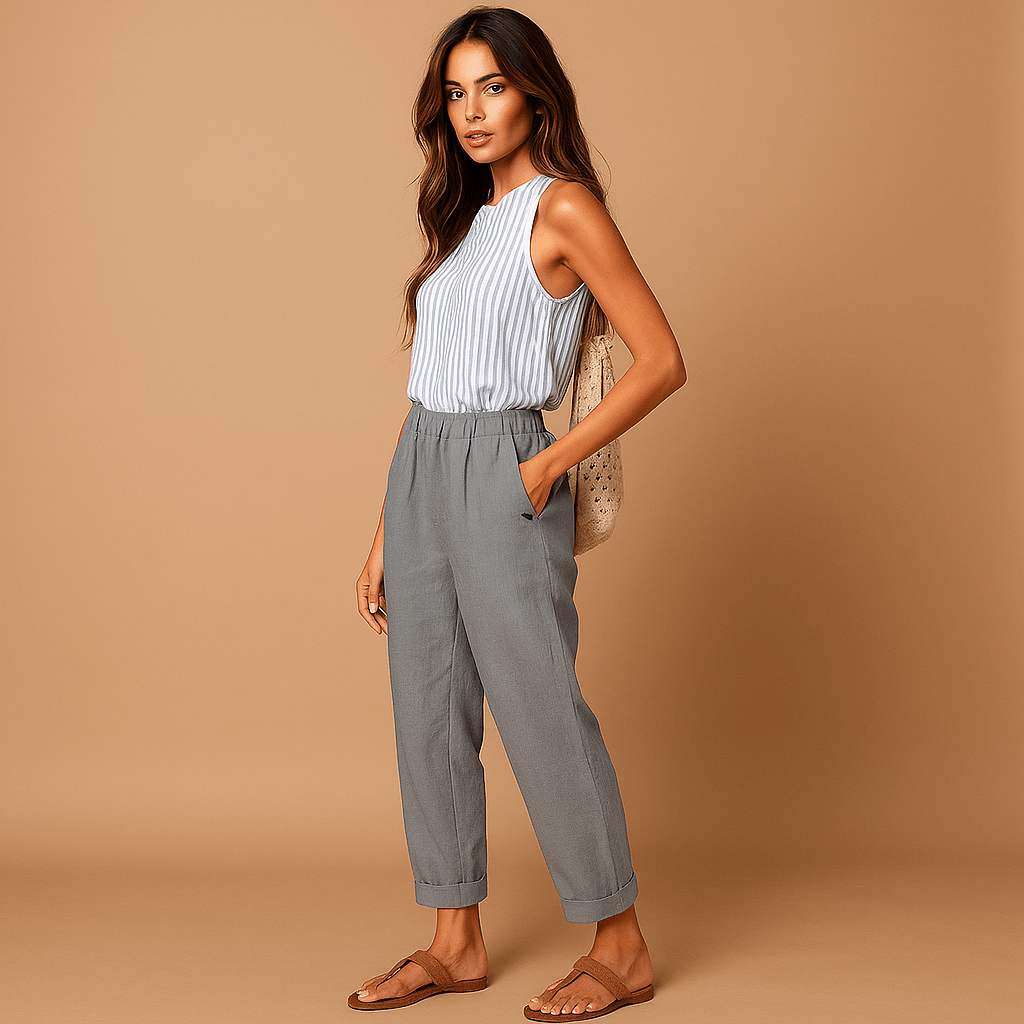 Spodnie - Bawełna & Len - Komfort - Styl - Naturalna Lekkość - vivano - warszawa