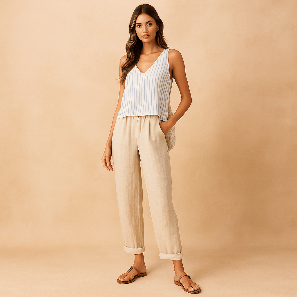 Spodnie - Bawełna & Len - Komfort - Styl - Naturalna Lekkość - vivano - warszawa