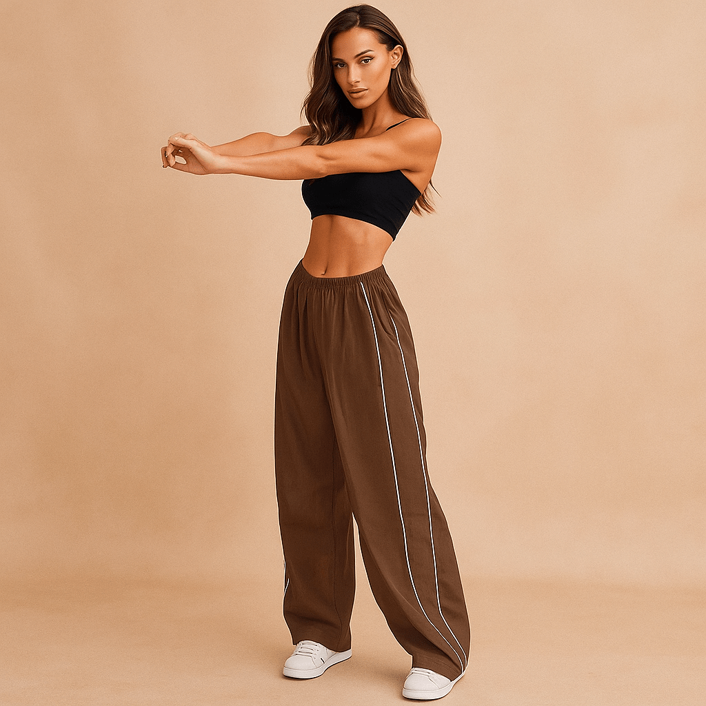 Sportowe Spodnie - Luźny Krój - Elastyczny Pas - vivano - warszawa