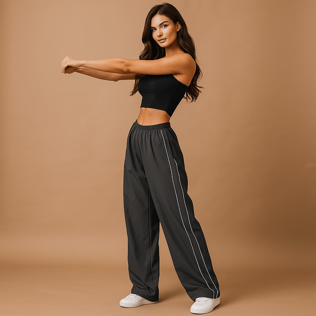 Sportowe Spodnie - Luźny Krój - Elastyczny Pas - vivano - warszawa