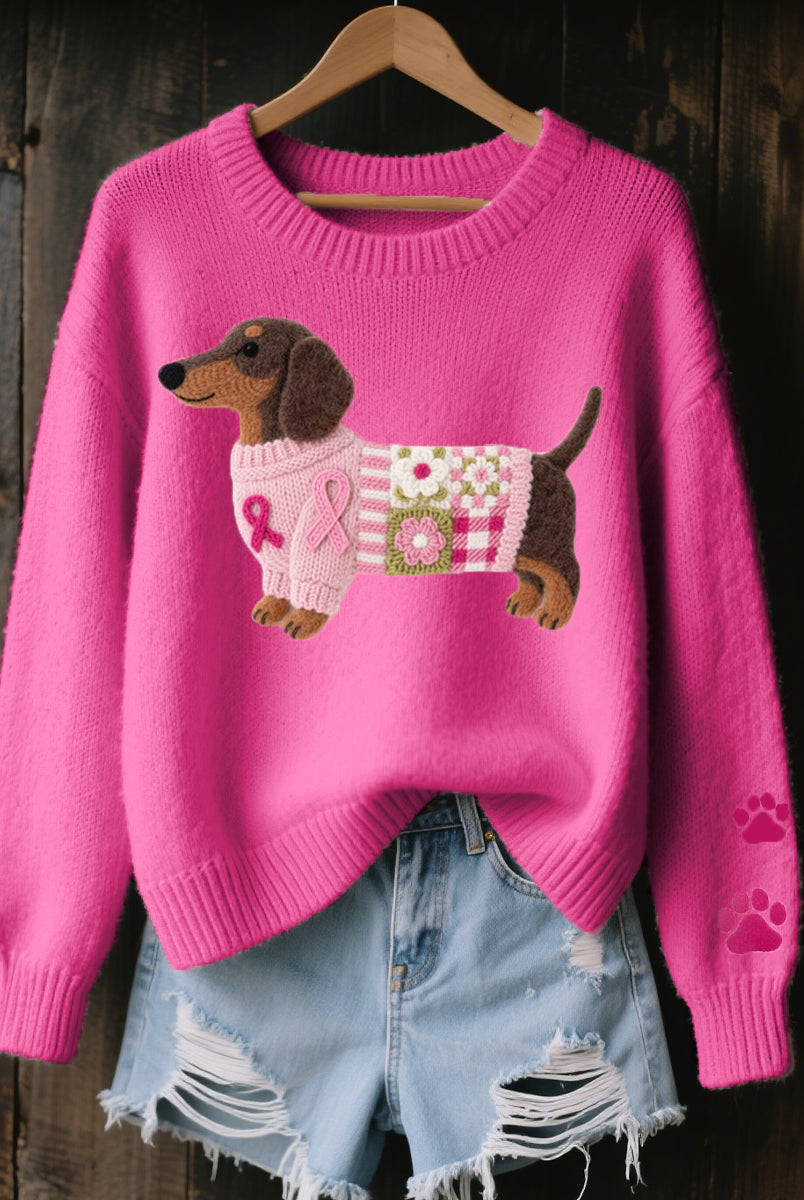 Sweter Motyw Pies Rasy Jamnik | Dzianina Wygodna, Miękka