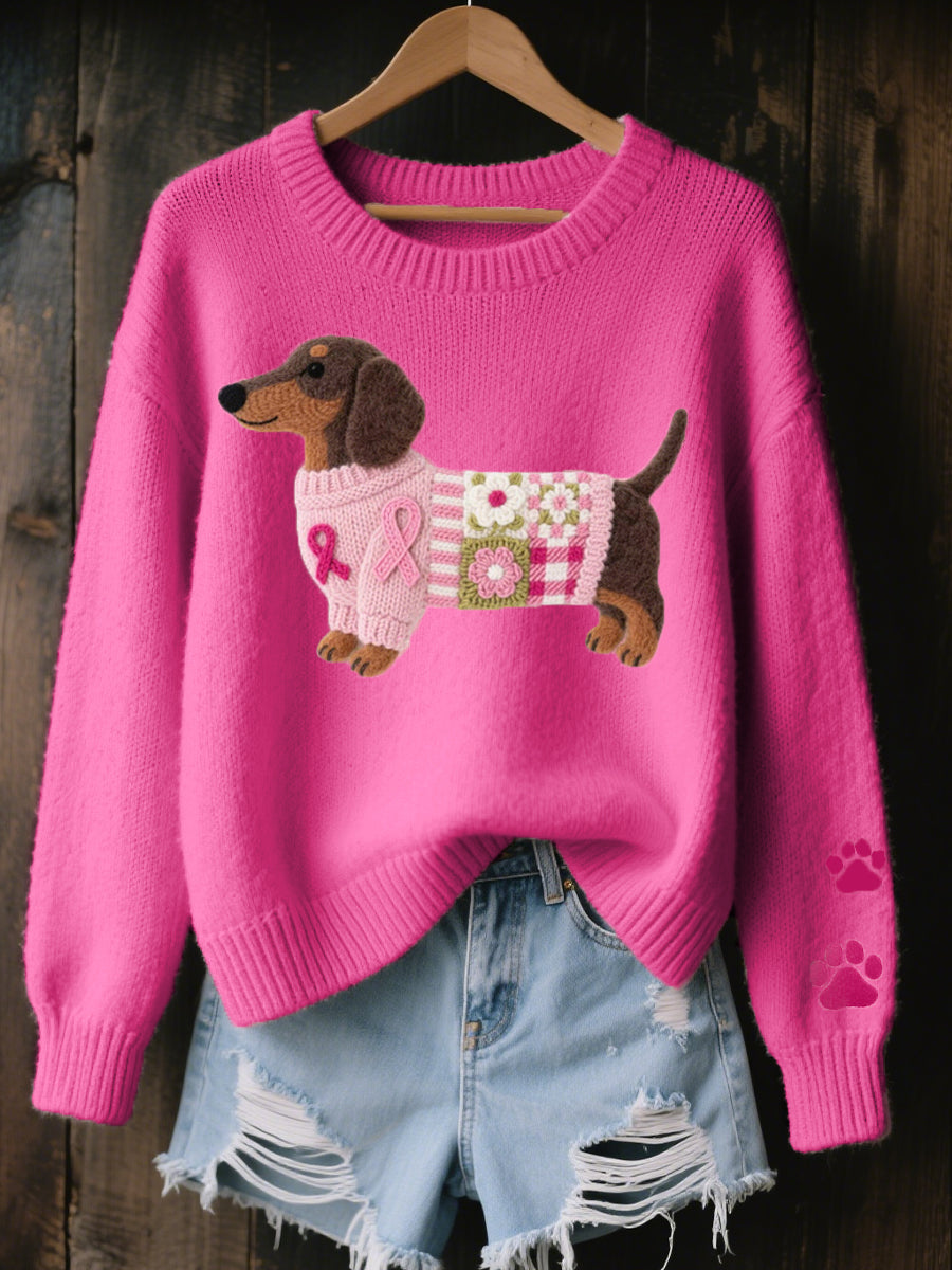Sweter Motyw Pies Rasy Jamnik | Dzianina Wygodna, Miękka