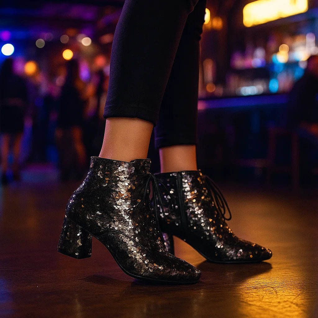 Stilla – Brokatowe Botki z Cekinami - vivano - warszawa