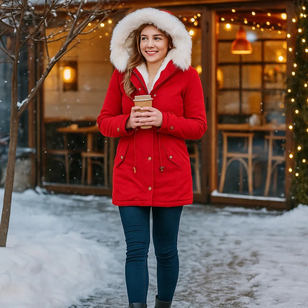 Stilla Elegancka Zimowa Kurtka - Kaptur - Guziki - Ciepła - Stylowa - vivano - warszawa