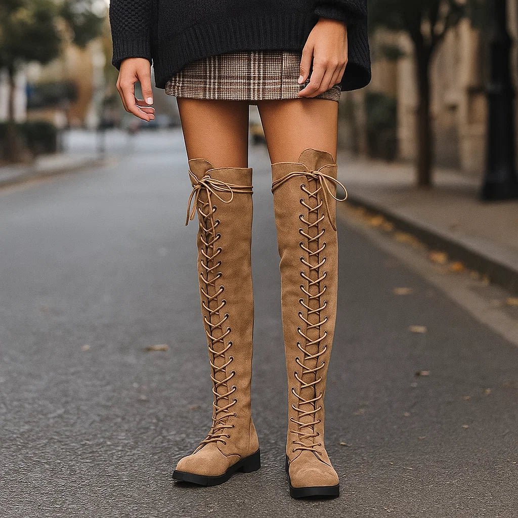 Stilla Luo – Damskie Kozaki Overknee Sznurowane - vivano - warszawa