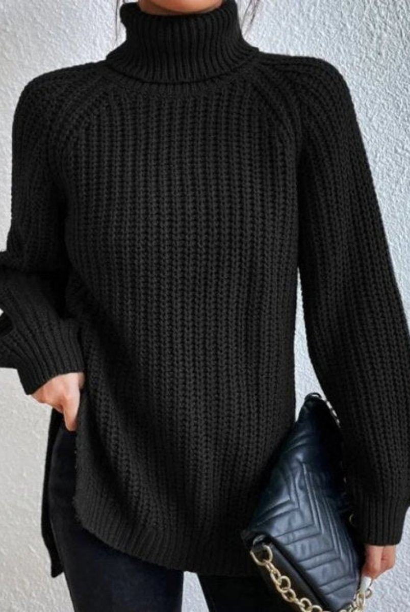 Sweter damski golf | Oversize, długi rękaw | Gruby splot