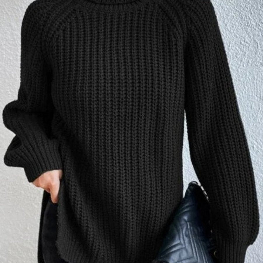 Sweter damski golf | Oversize, długi rękaw | Gruby splot