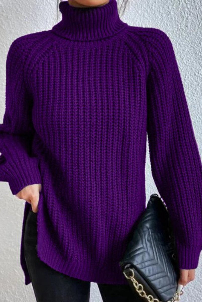 Sweter damski golf | Oversize, długi rękaw | Gruby splot