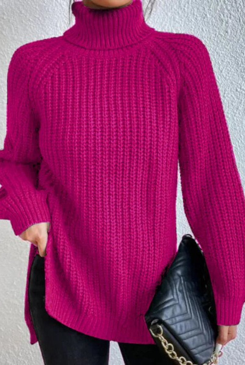 Sweter damski golf | Oversize, długi rękaw | Gruby splot