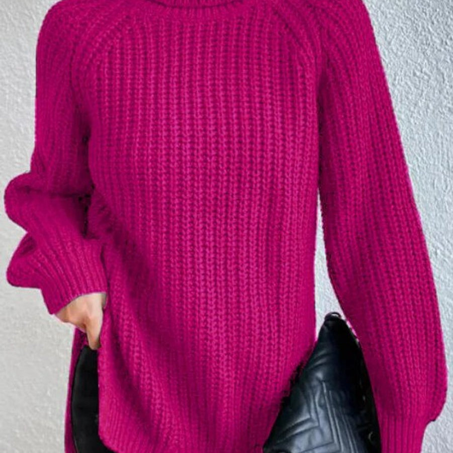 Sweter damski golf | Oversize, długi rękaw | Gruby splot