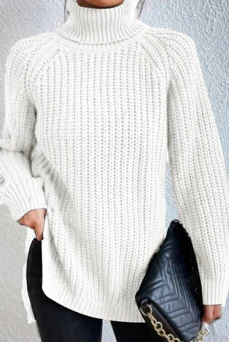 Sweter damski golf | Oversize, długi rękaw | Gruby splot