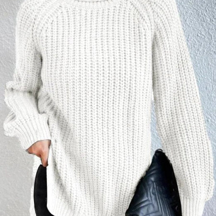 Sweter damski golf | Oversize, długi rękaw | Gruby splot