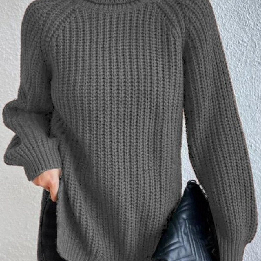 Sweter damski golf | Oversize, długi rękaw | Gruby splot