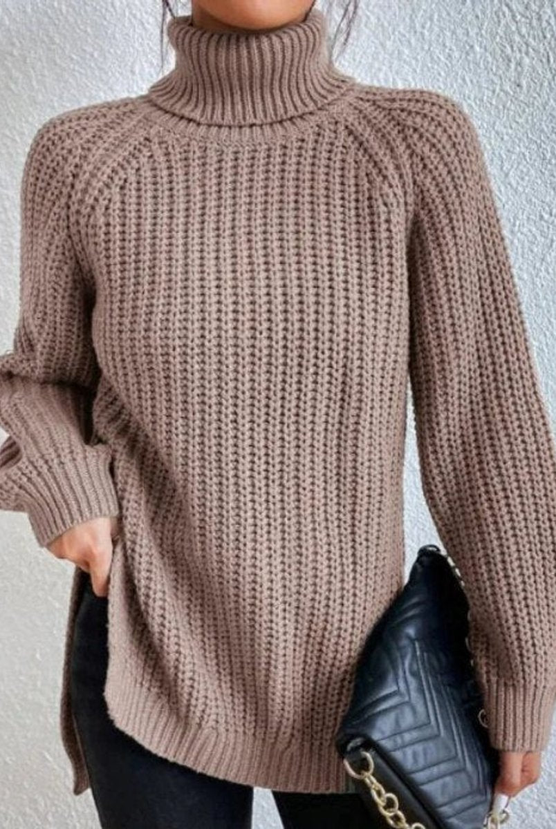 Sweter damski golf | Oversize, długi rękaw | Gruby splot