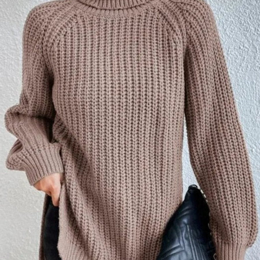 Sweter damski golf | Oversize, długi rękaw | Gruby splot