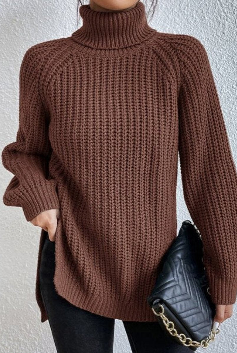 Sweter damski golf | Oversize, długi rękaw | Gruby splot