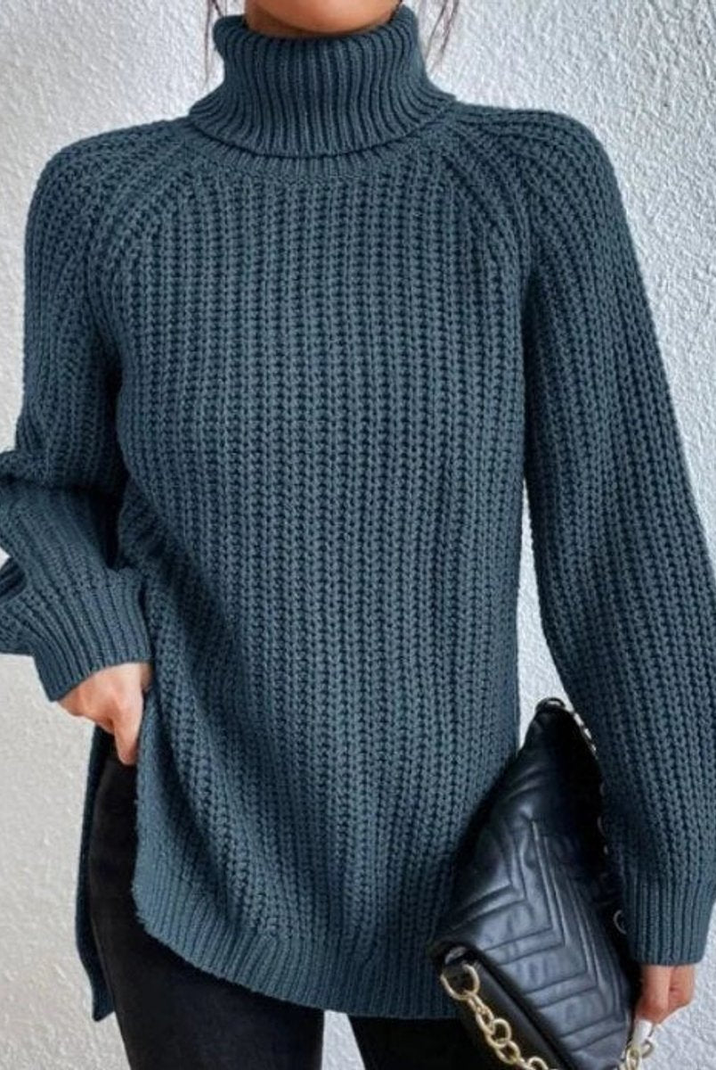 Sweter damski golf | Oversize, długi rękaw | Gruby splot