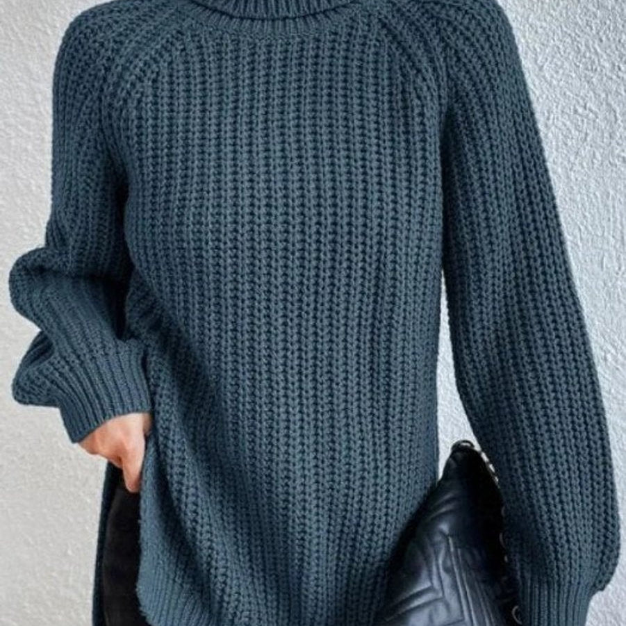Sweter damski golf | Oversize, długi rękaw | Gruby splot
