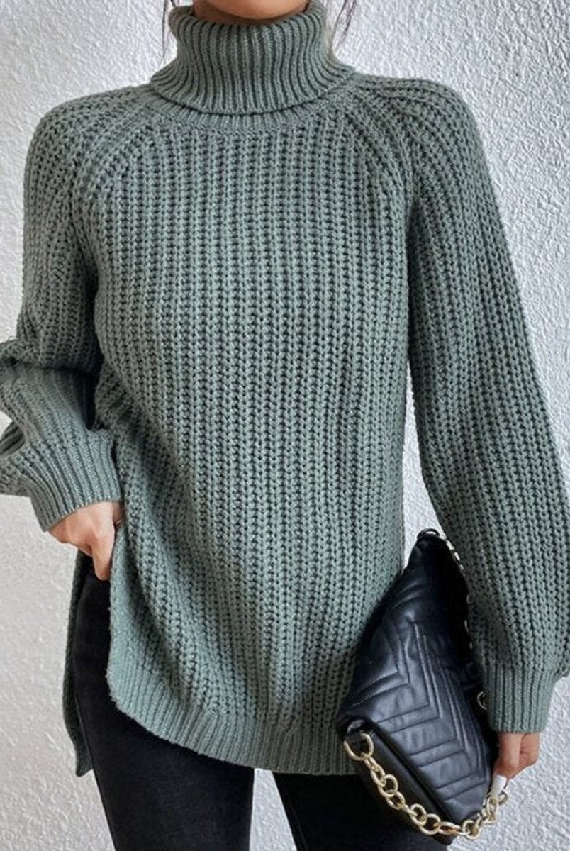 Sweter damski golf | Oversize, długi rękaw | Gruby splot