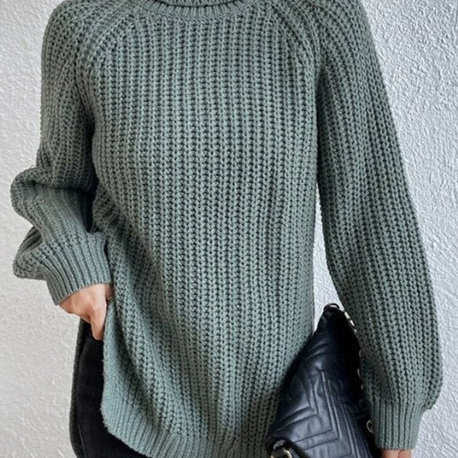 Sweter damski golf | Oversize, długi rękaw | Gruby splot