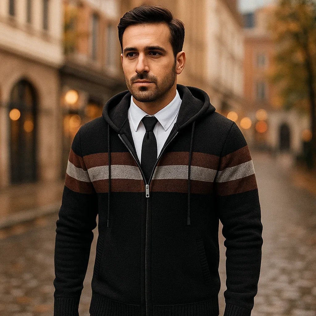 Stylowe swetry z kapturem - zamek błyskawiczny - męskie - komfort - jakość - vivano - warszawa