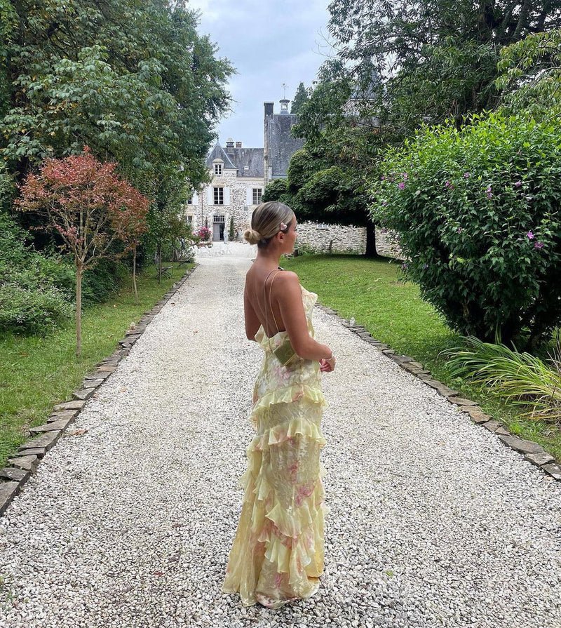 Sukienka maxi z falbanami i cienkimi ramiączkami - vivano - warszawa