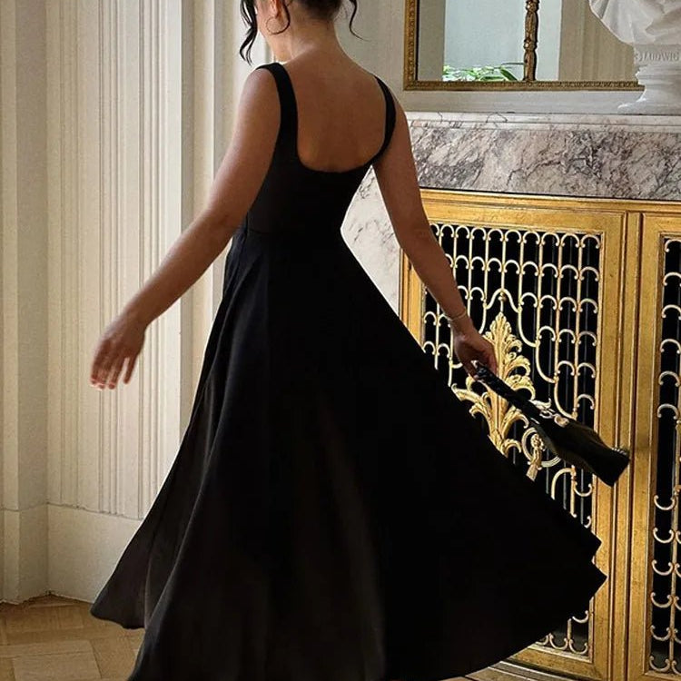 Sukienka midi z rozkloszowanym dołem i prostym dekoltem - vivano - warszawa