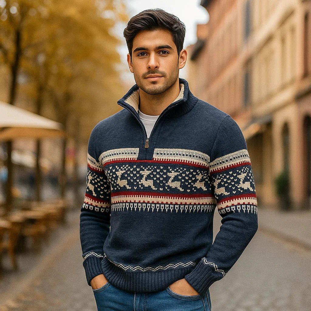 Sweter Munro z półzamkiem - Komfortowy - Oddychający - Design Luo - vivano - warszawa