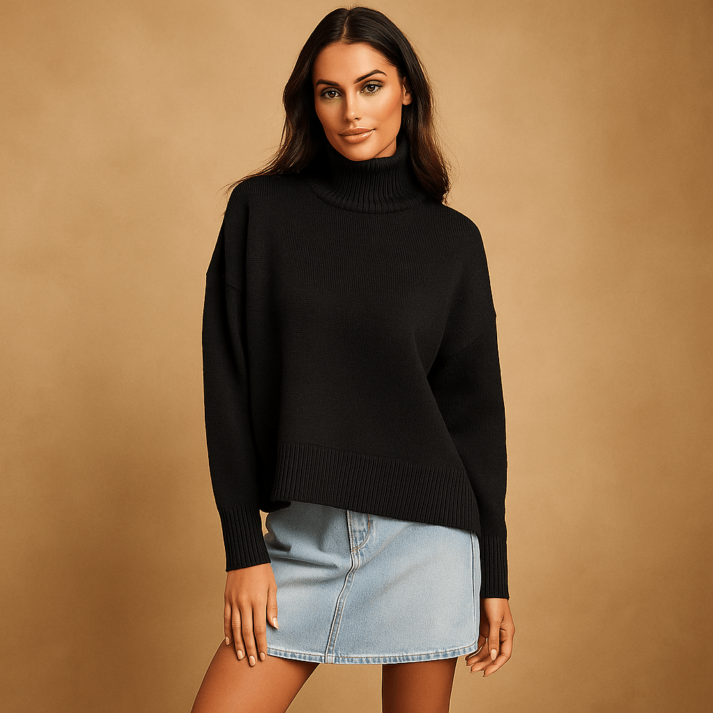 Sweter z Wysokim Kołnierzem - Komfortowy - Stylowy - Luo - vivano - warszawa