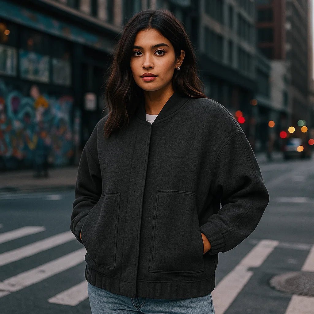 Sylvi - Przesadnie duża kurtka bomber - Guziki - Wygodna i Stylowa - vivano - warszawa