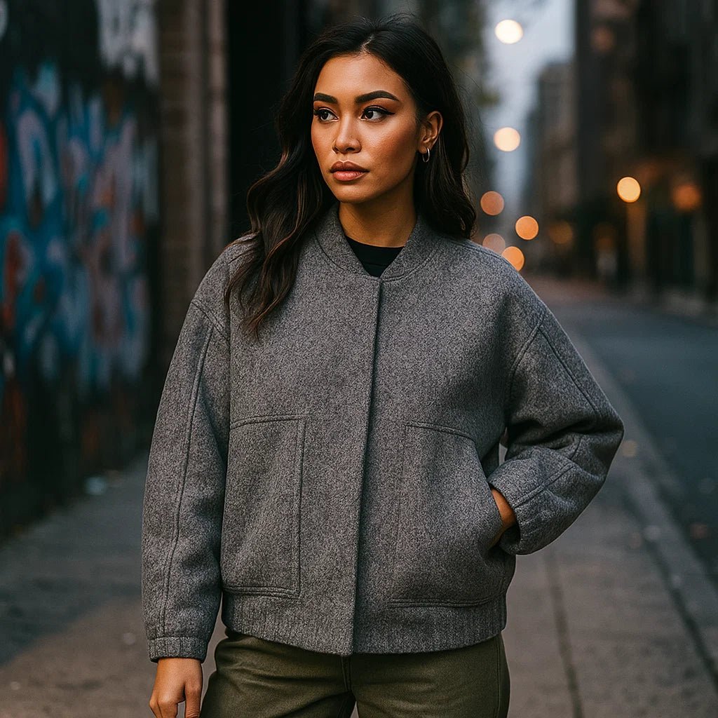 Sylvi - Przesadnie duża kurtka bomber - Guziki - Wygodna i Stylowa - vivano - warszawa